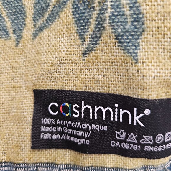 Vintage 1990s Cashmink Scarf With Floral & Leaf Pattern - Picture 2 of 8